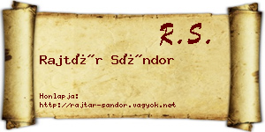 Rajtár Sándor névjegykártya