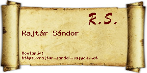 Rajtár Sándor névjegykártya
